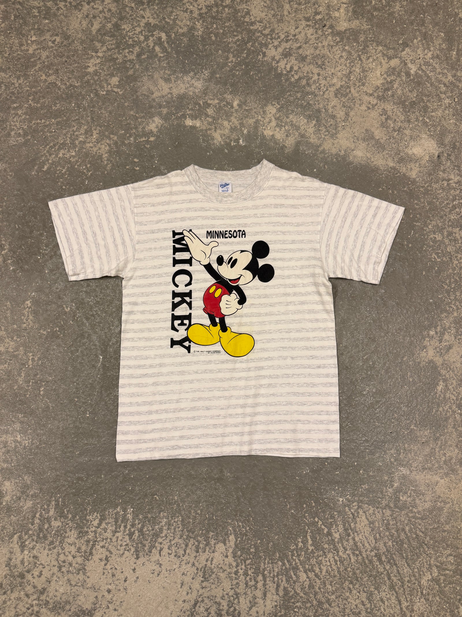 Vintage Strippe Mickey Mouse T-shirt (L)