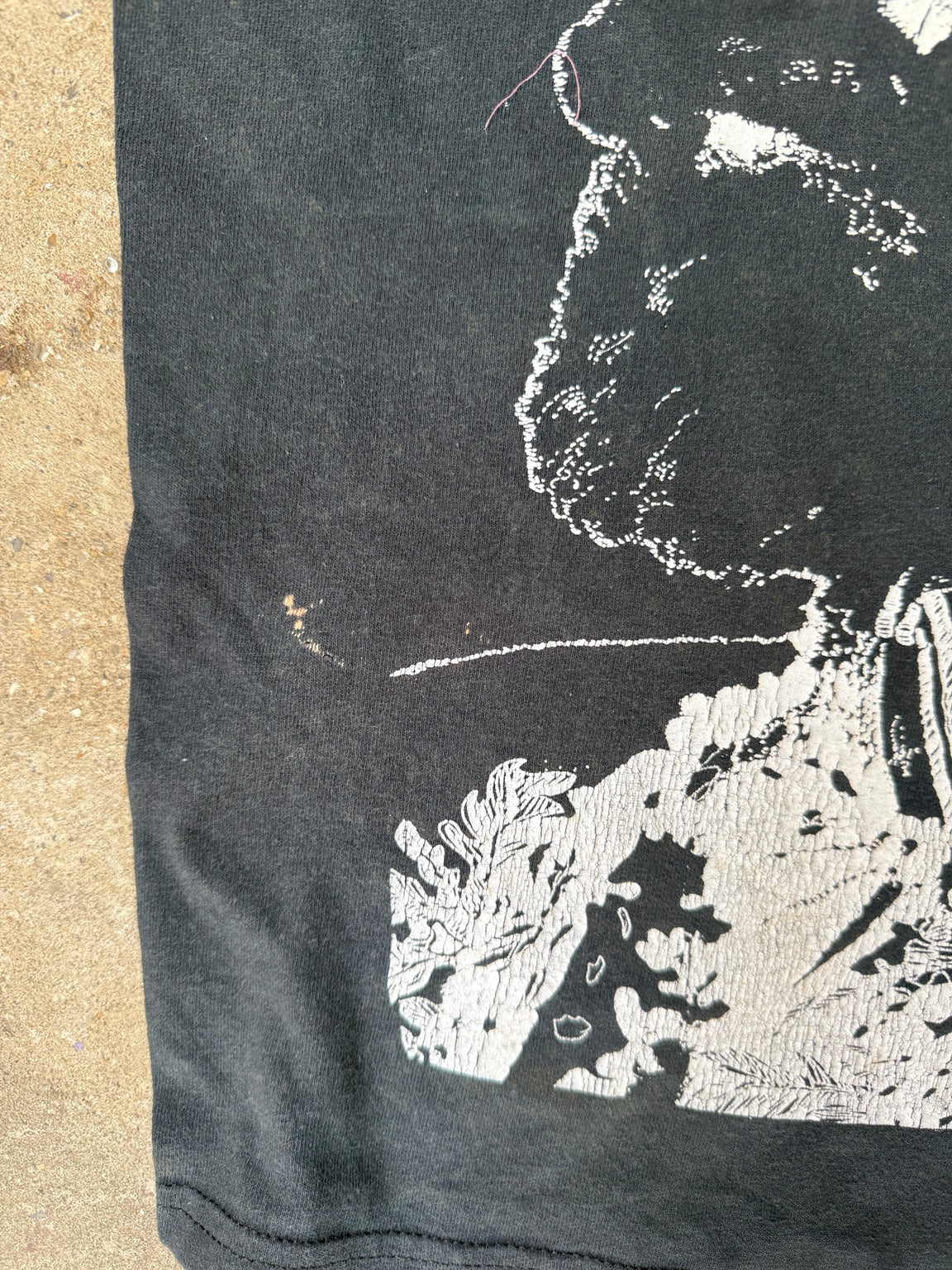 Haile Selassie vintage T-shirt wear detail