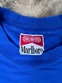 Marlboro Unlimited blue neck label detail