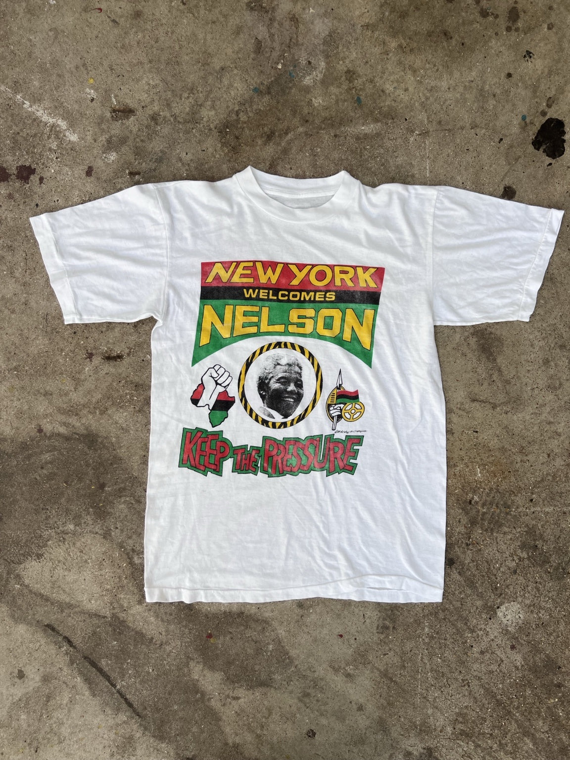 Vintage New York Welcomes Nelson Mandela Keep The Pressure T-shirt front