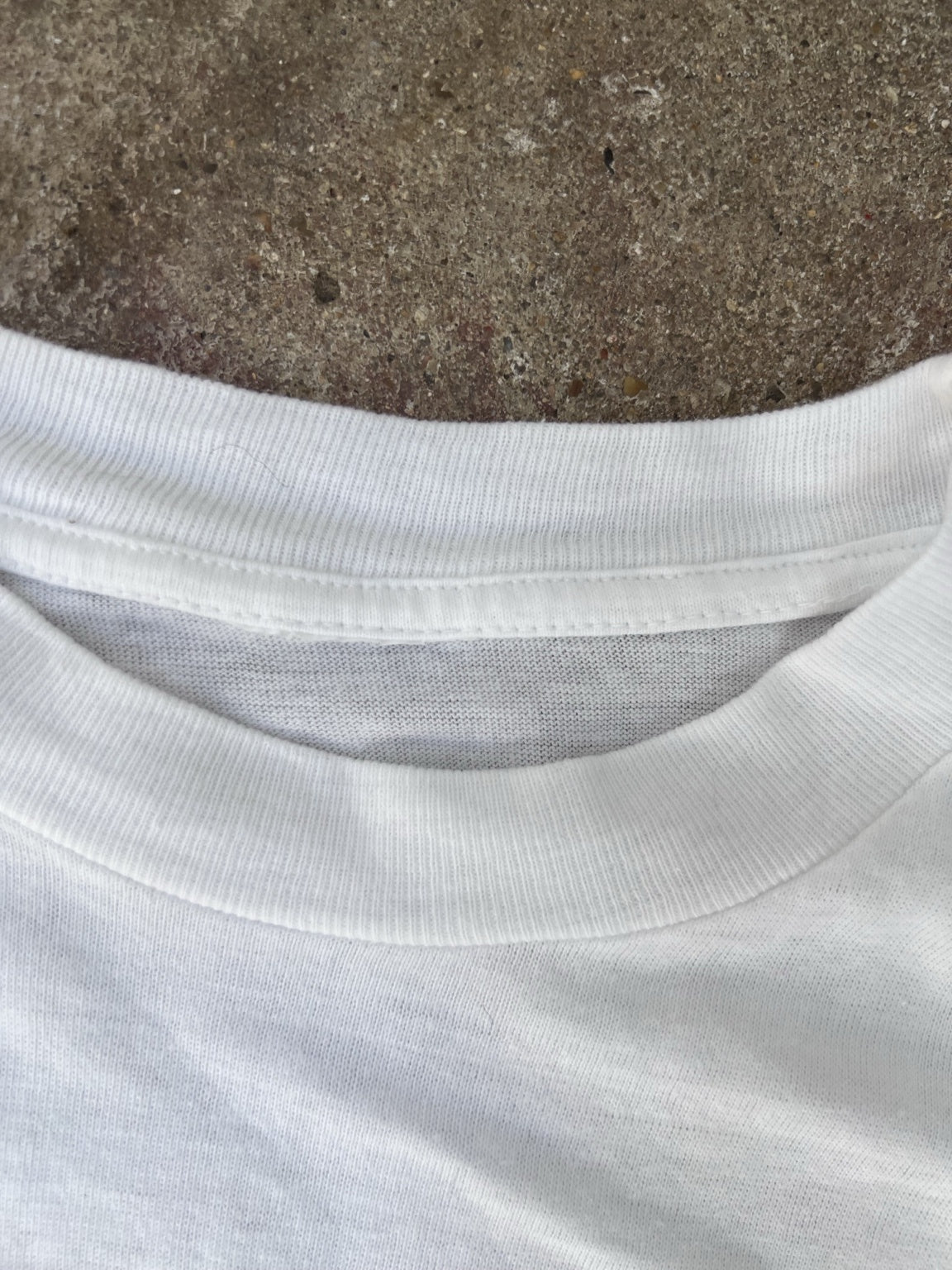 Vintage T-shirt collar detail, tag absent