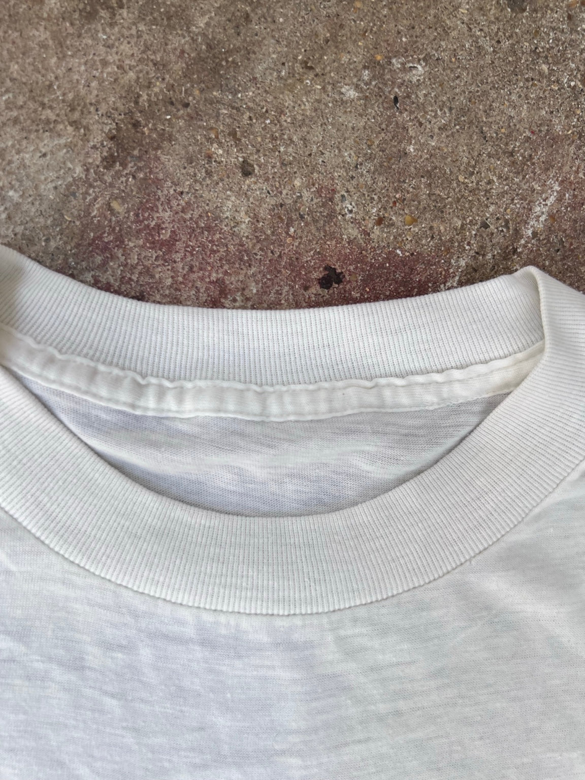 Vintage T-shirt collar detail, tag absent